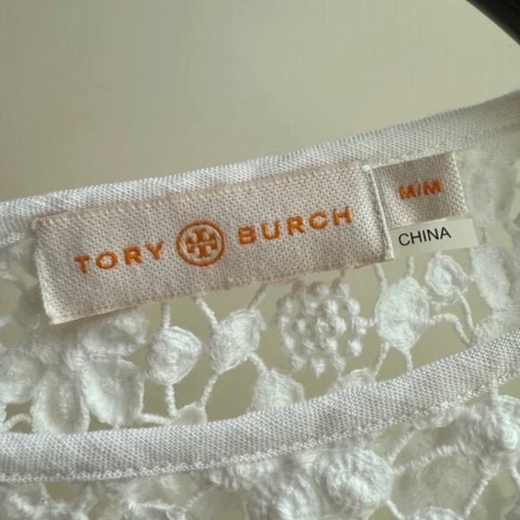 Tory Burch Floral Cut-Out Linen/Cotton Shift Dress in Size Medium - Picture 7 of 10